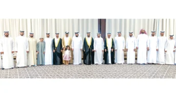 حضور الشيوخ.. حمدان ومكتوم وأحمد بن محمد يشاركون في أفراح بن سليمان والمهيري